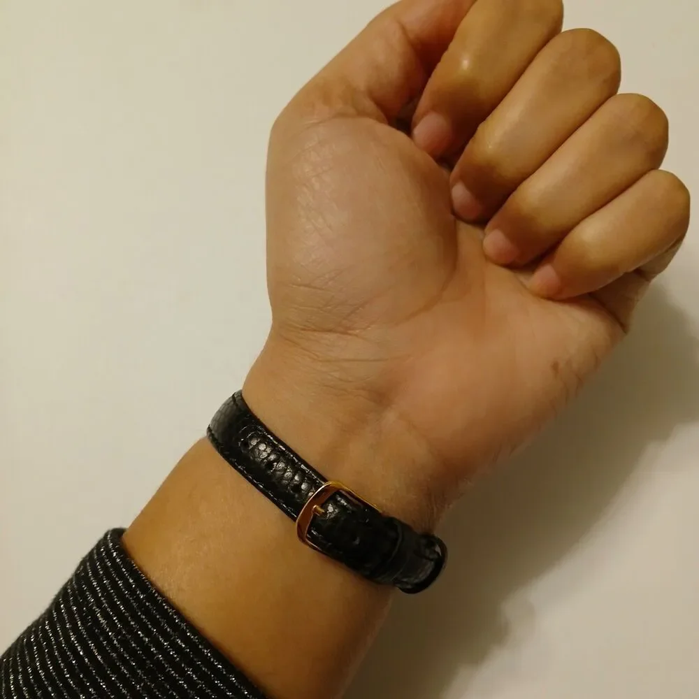 Gallaudet CSI Women's Silver Tone Dial Swiss Black Leather Band Watch WR 3ATM - Picture 6 of 12